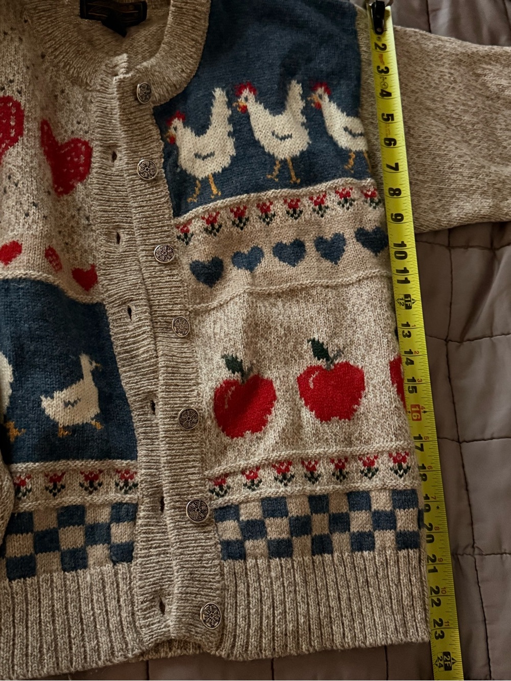 Vintage 80s 1989 Eddie Bauer Country Pattern Knit Cardigan Sweater Wool Rare USA - Picture 6 of 7